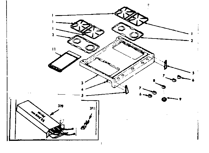 Main top section & wire harness & components
