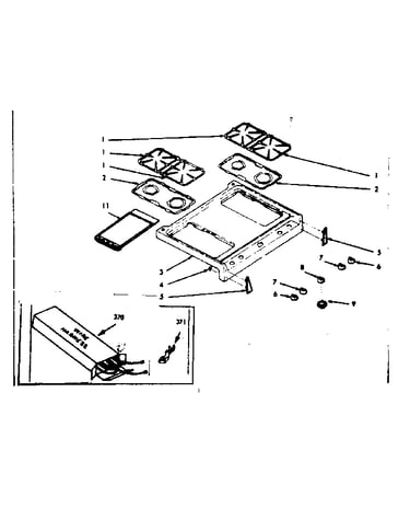 Main top section & wire harness & components
