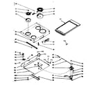 Kenmore 1039337000 main top section and optional set-on griddle diagram