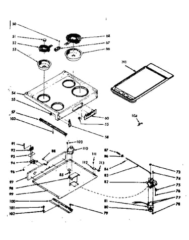 Main top section and optional set-on griddle