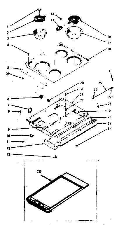 Main top section and opt. set-on griddle
