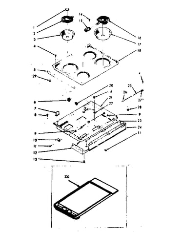 Main top section and opt. set-on griddle