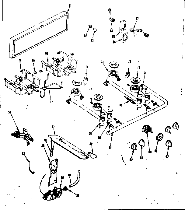 Backguard and top burner section