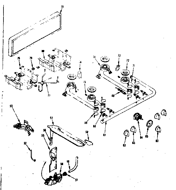 Backguard and top burner section