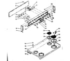 Kenmore 6289427040 backguard and cooktop assembly diagram