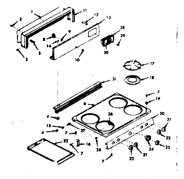 Backguard and main top section