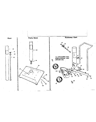 Post, patio base and economy cart parts
