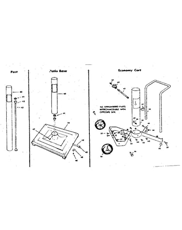 Post, patio base and economy cart