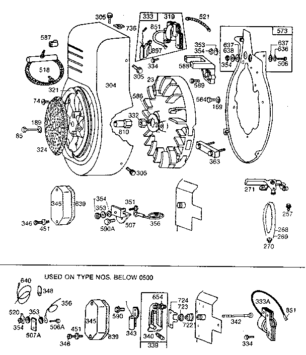 Flywheel assembly and blower housing
