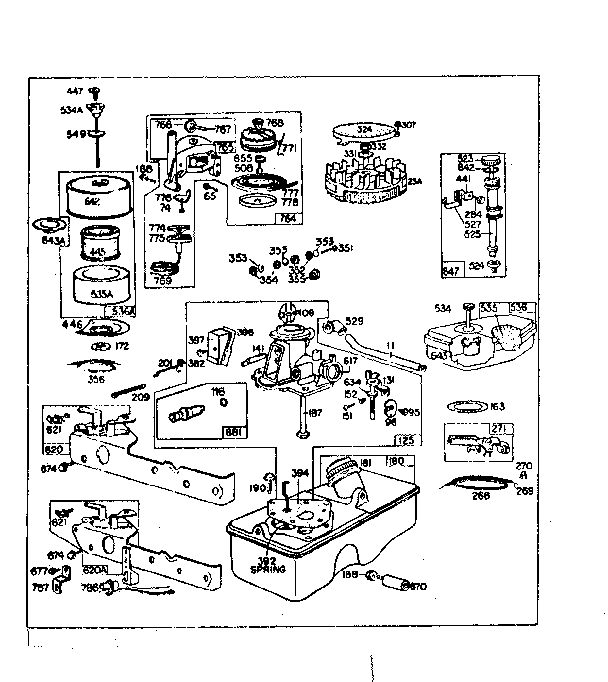 Carburetor and fuel tank assembly