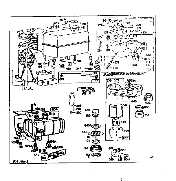 Carburetor and fuel tank assembly