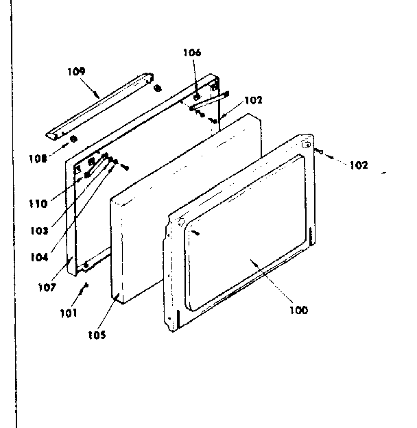 Oven door parts model no. 155.4507600