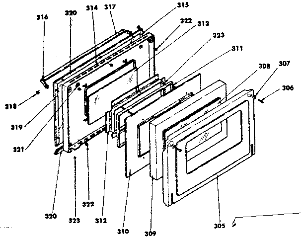 Oven door parts-model no. 155.4547690