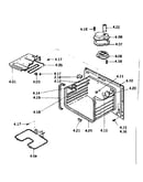Oven liner, heating elements and interior parts