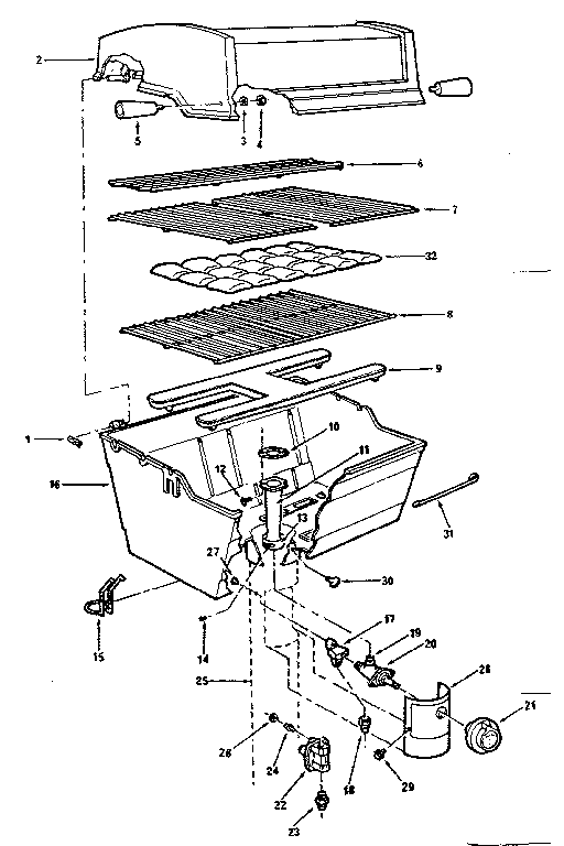 Grill and burner section