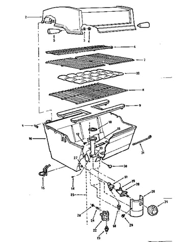 Grill and burner section