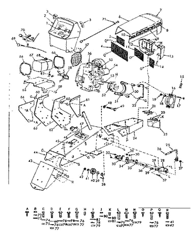 Dashboard, engine, and chassis assembly