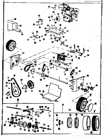 Engine and wheel assembly