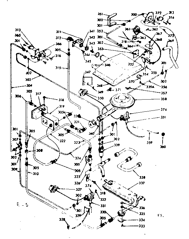 Upper and lower oven burner section