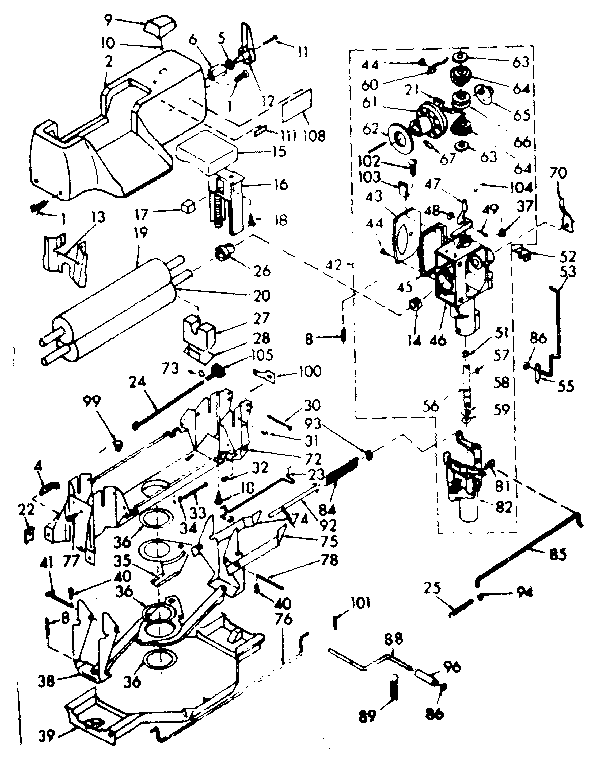 WRINGER AND WRINGER GEAR CASE ASSEMBLY