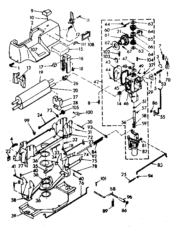 WRINGER AND WRINGER GEAR CASE ASSEMBLY