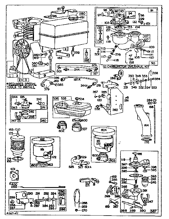Carburetor and fuel tank assembly