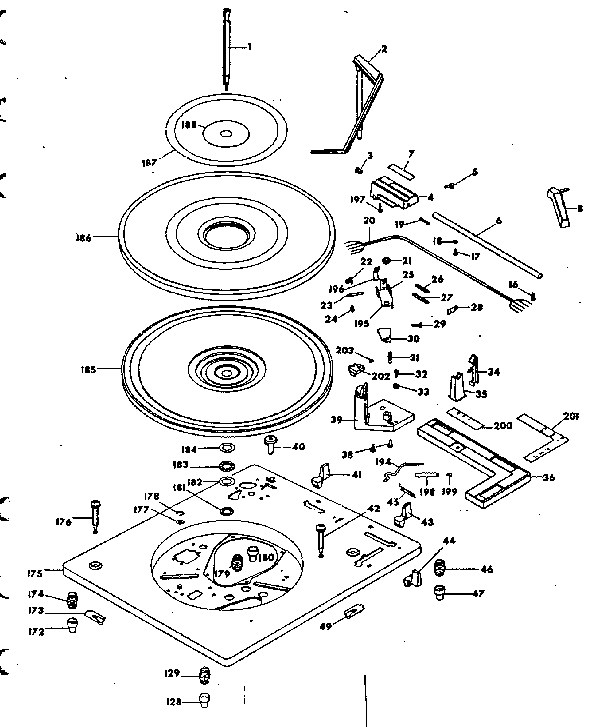 Parts above baseplate