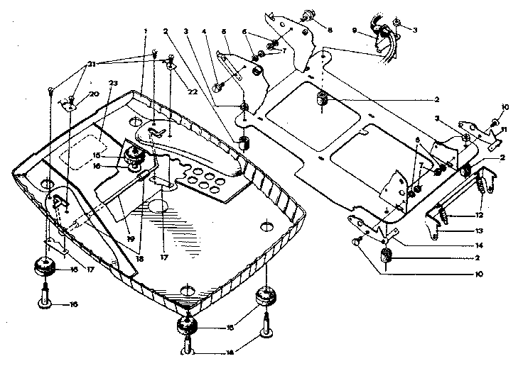 Tray, feet & fastening components