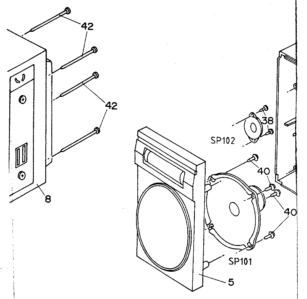 Right speaker front assembly
