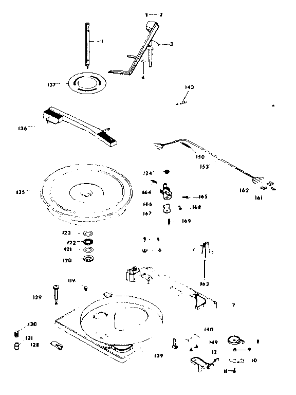 Parts above baseplate