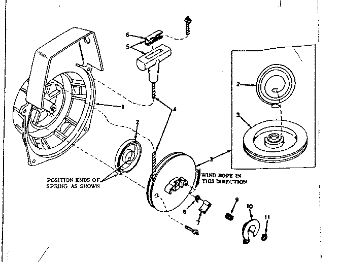590425 rewind starter for direct drive saw engine
