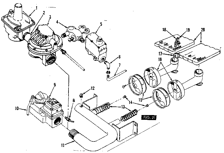 Homart gas fired boiler burners, manifold and valves