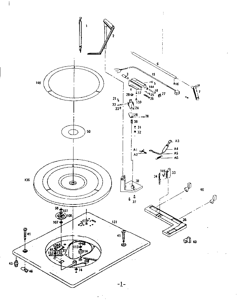 Parts above baseplate