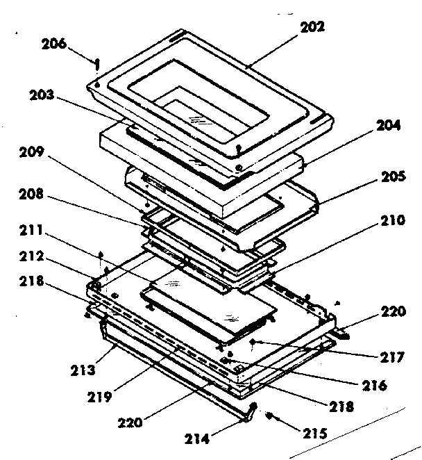 Oven door parts model no. 155.4537790