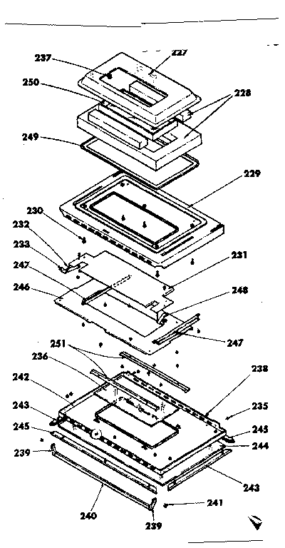 Oven door parts model no. 155.4567790
