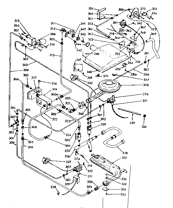 Lower oven burner section