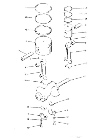 Connecting rod, piston and crankshaft assembly