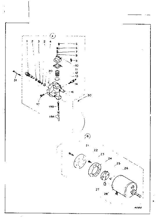 Motor, pump and burner head assy.