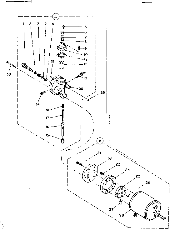 Motor, pump and burner head assembly