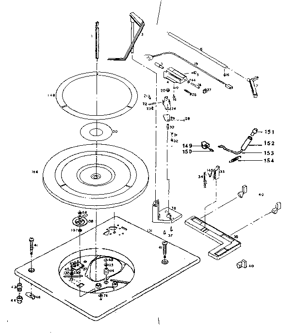 Record changer c129r2 parts above baseplate