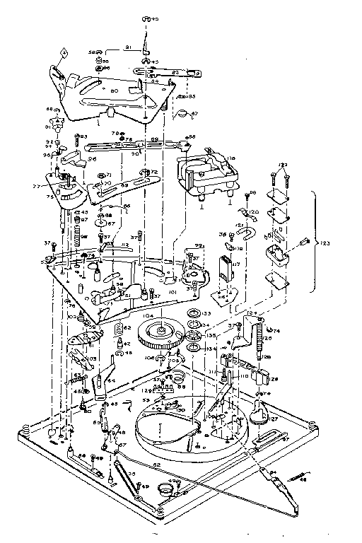 Record changer c129r2 parts below baseplate