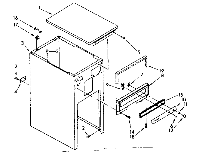 Cabinet and control parts