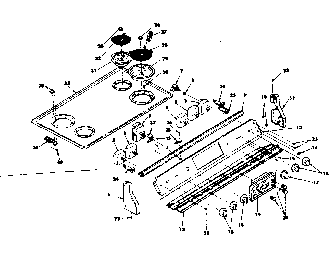Control panel and cooktop assemblies