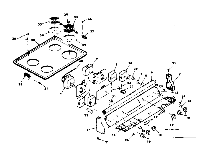 Control panel and cooktop assemblies