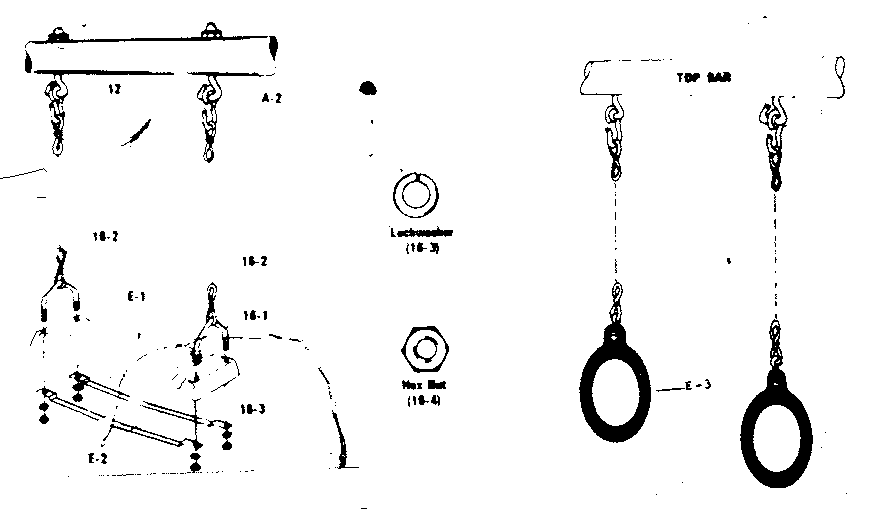 Swing hardware bag and gym ring assembly