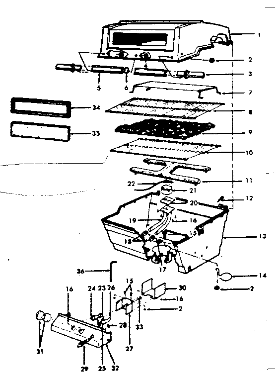 Grill and burner section