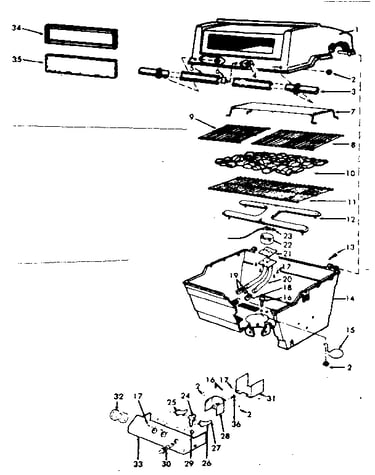 Grill, burner section, ground post & patio base