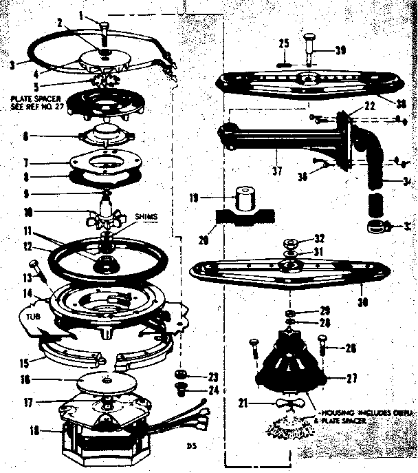 MOTOR, HEATER, AND SPRAY ARM DETAILS