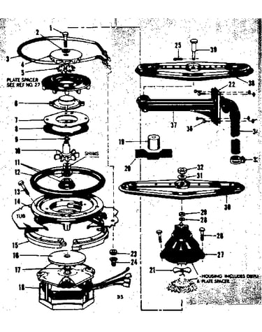 Motor, heater, and spray arm details