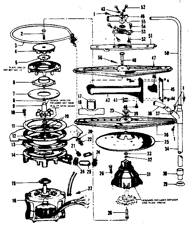 Motor, heater and spray arm details